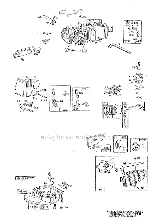 Page A Diagram and Parts List for 91700SERIES  Briggs and Stratton Engine